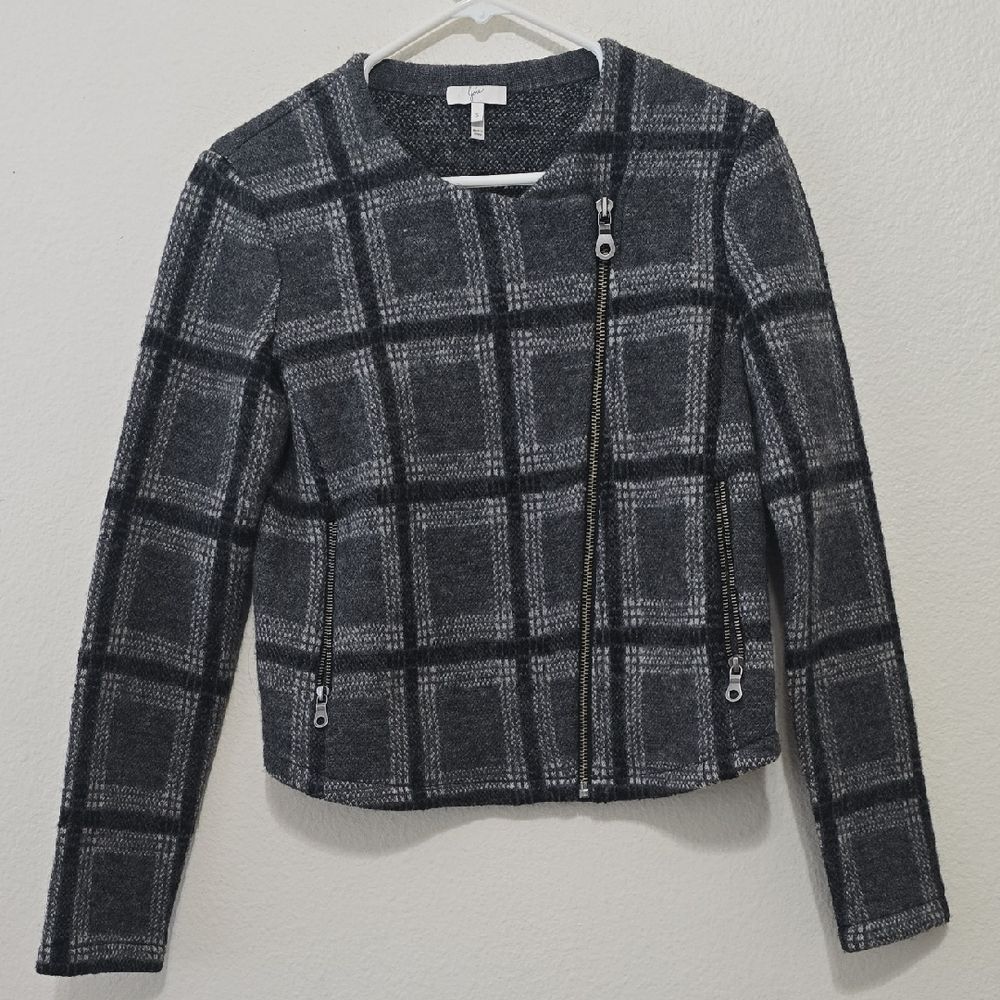 Joie Black and Gray‎ Plaid Blazer S